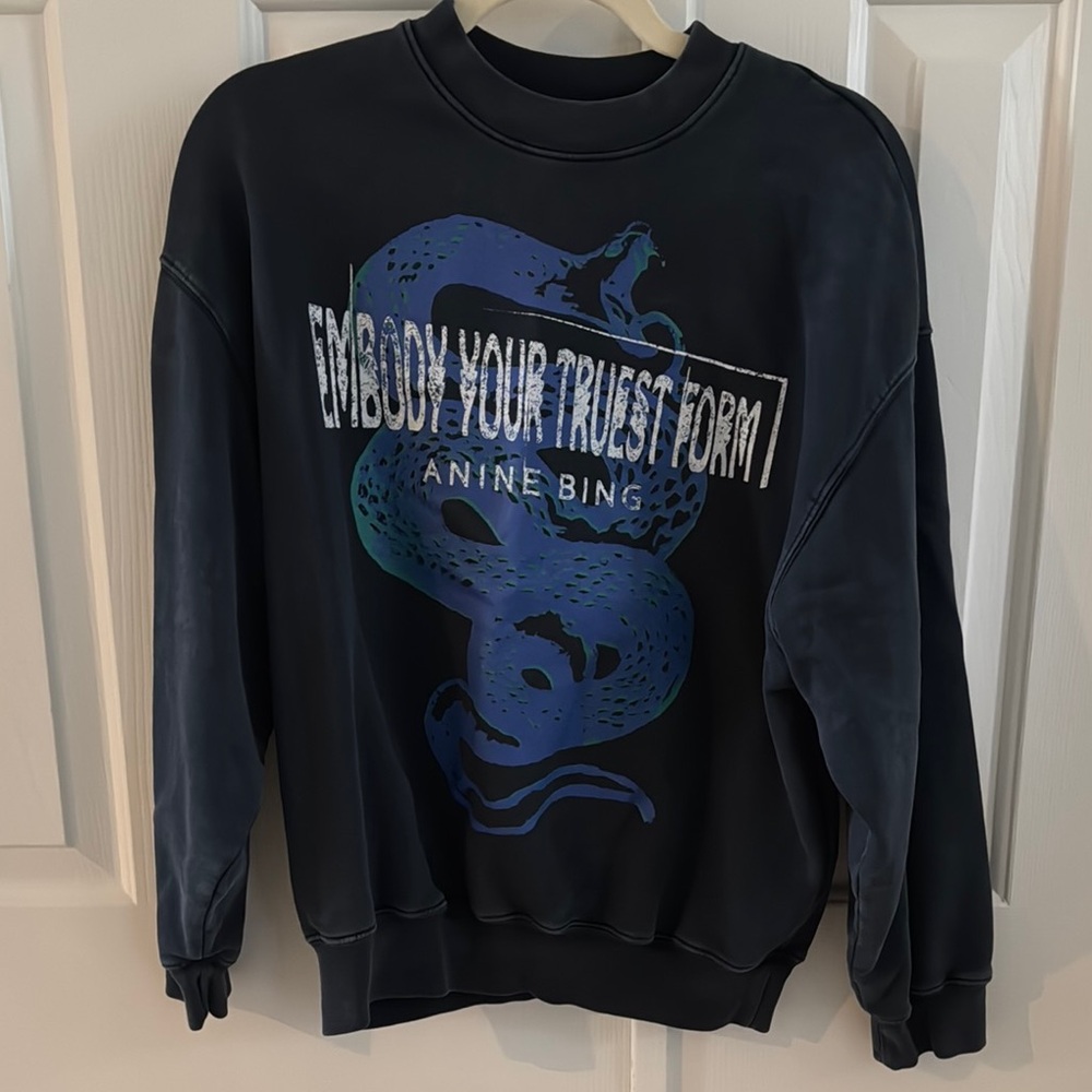 Anine Bing Black Graphic Sweatshirt